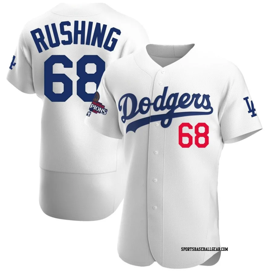 Dalton Rushing Men's Los Angeles Dodgers White Authentic Home Official 2024 World Series Champions Jersey