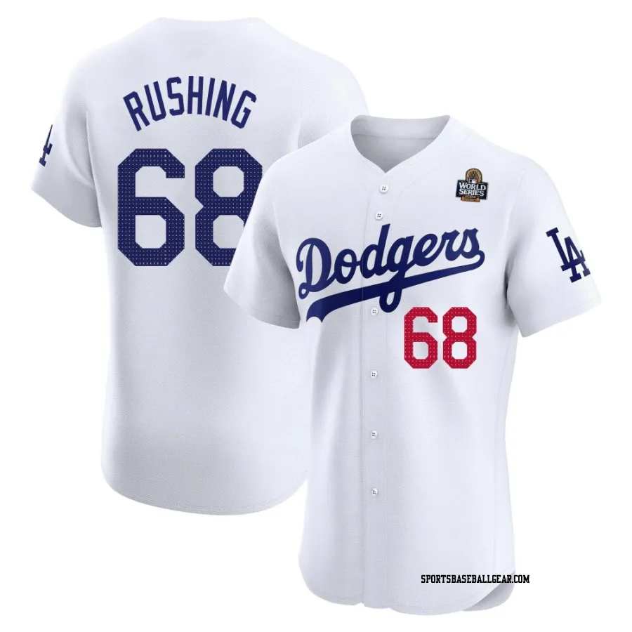 Dalton Rushing Men's Los Angeles Dodgers White Elite Home 2024 World Series Jersey
