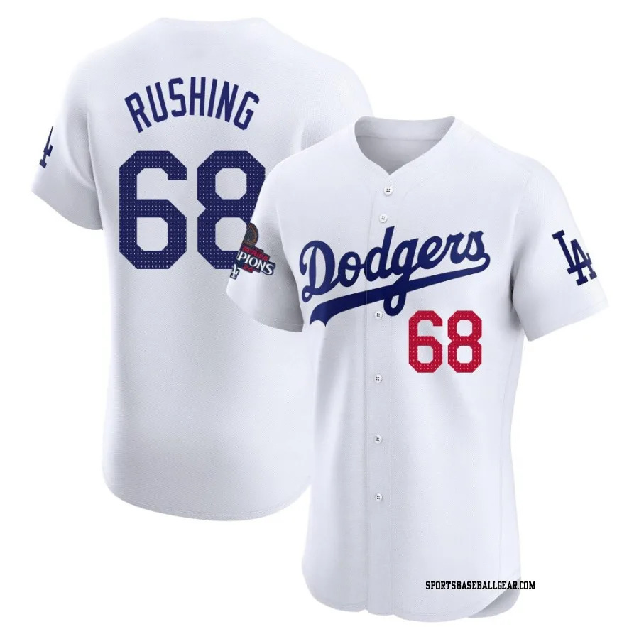 Dalton Rushing Men's Los Angeles Dodgers White Elite Home World Series Champions Jersey