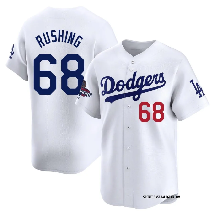 Dalton Rushing Men's Los Angeles Dodgers White Limited Home 2024 World Series Champions Jersey
