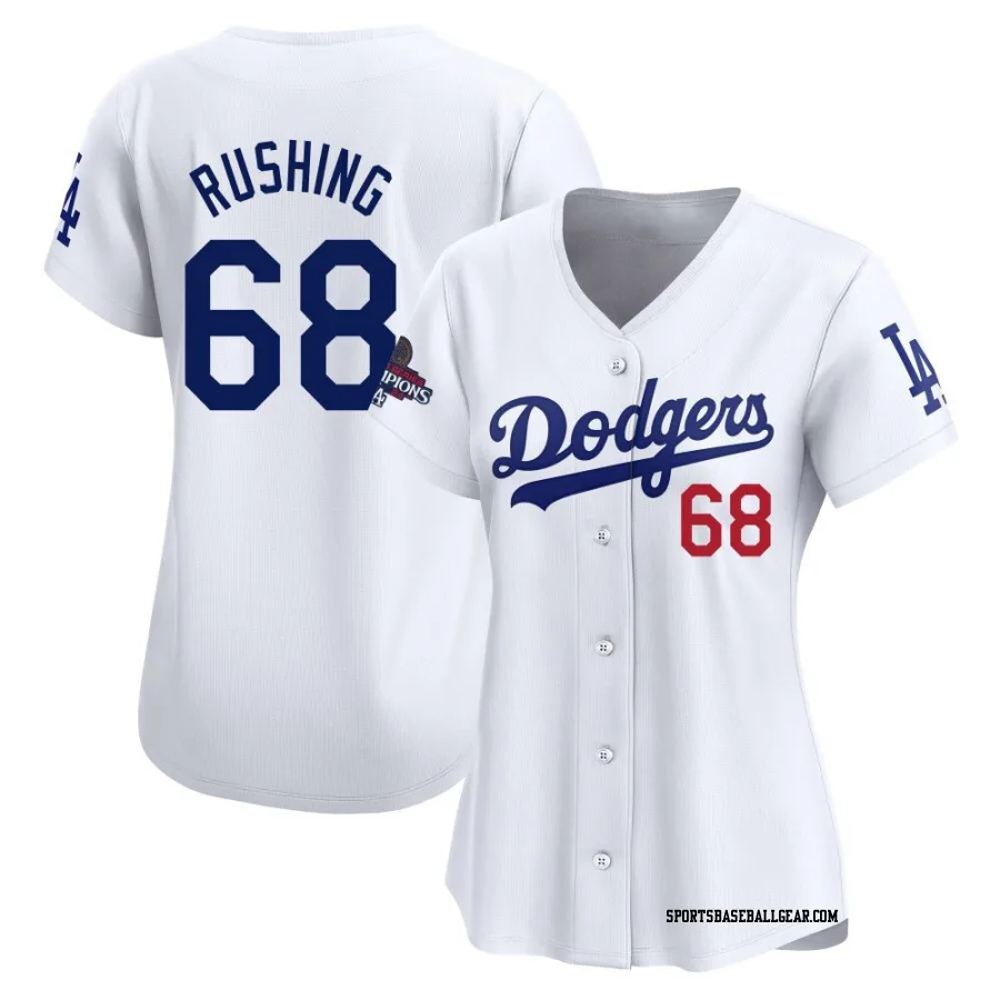 Dalton Rushing Women's Los Angeles Dodgers White Limited Home 2024 World Series Champions Jersey