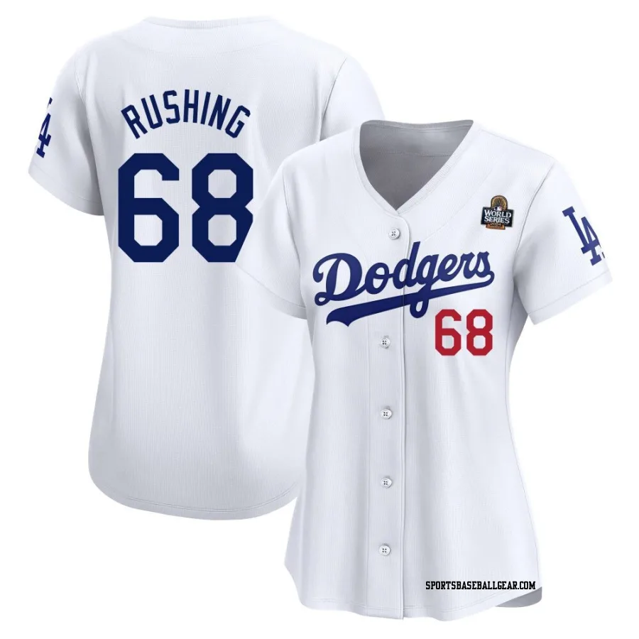 Dalton Rushing Women's Los Angeles Dodgers White Limited Home 2024 World Series Jersey