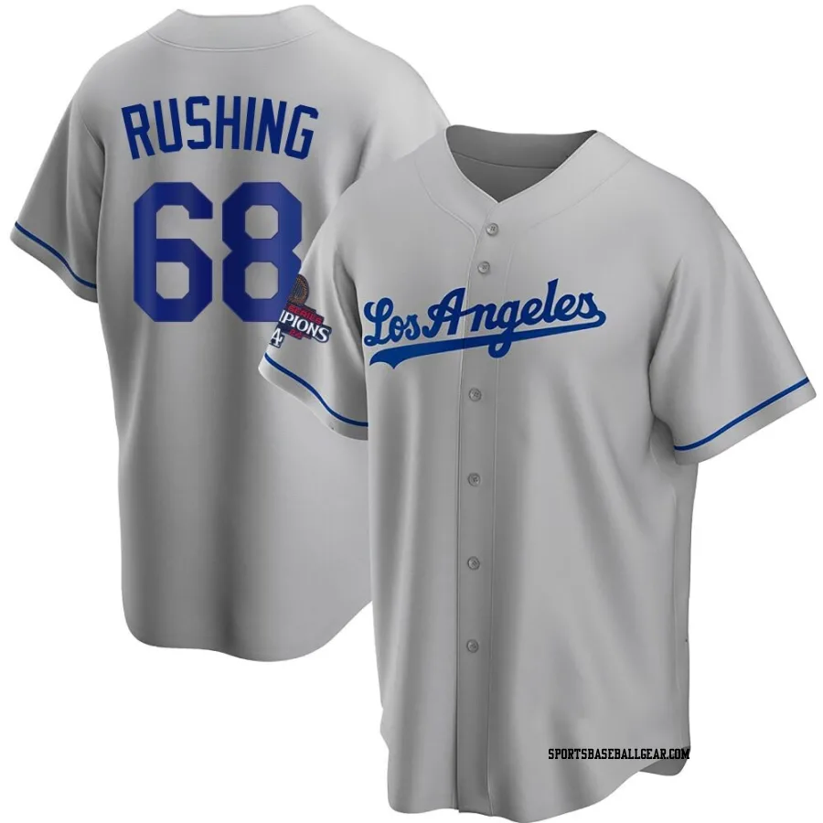 Dalton Rushing Youth Los Angeles Dodgers Gray Replica Road 2024 World Series Champions Jersey