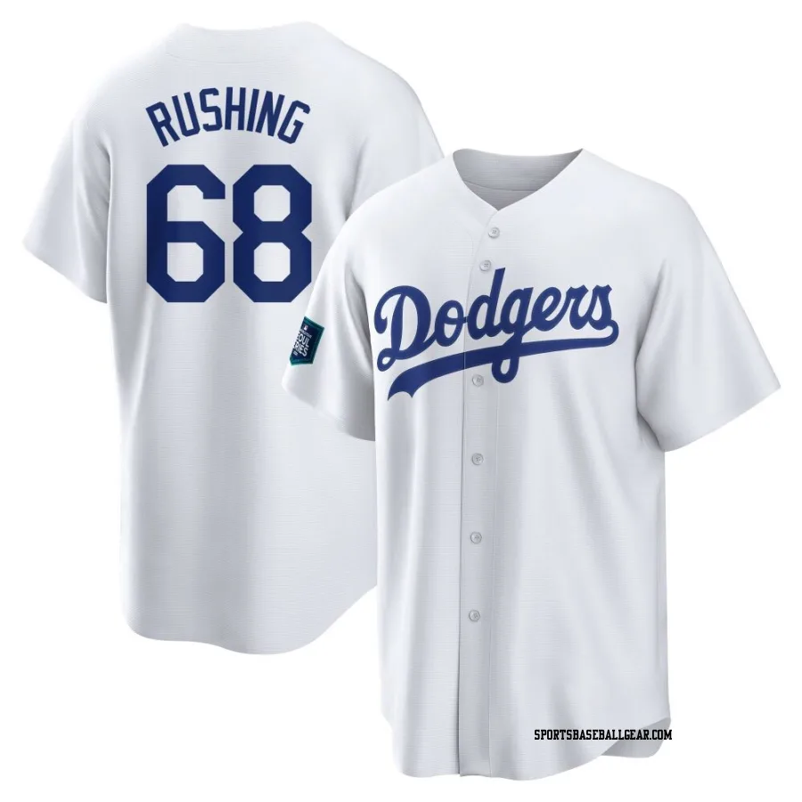 Dalton Rushing Youth Los Angeles Dodgers White Replica 2024 World Tour Seoul Series Home Jersey