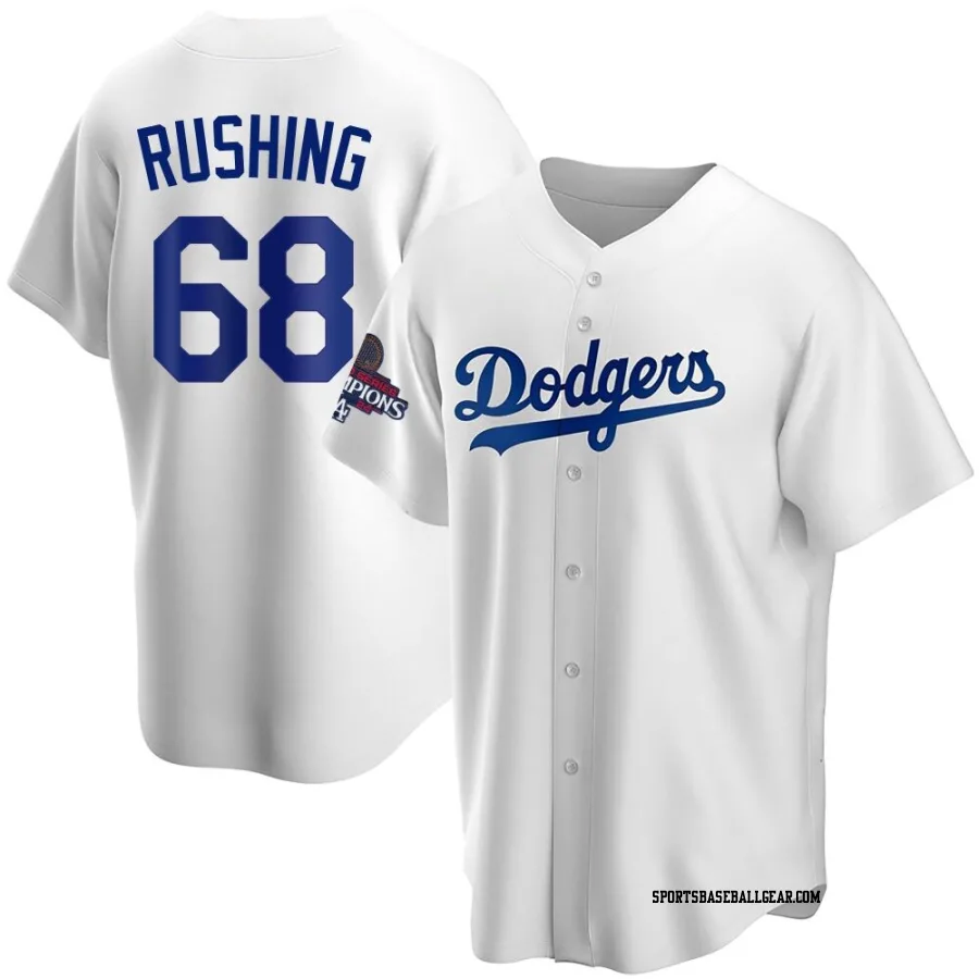 Dalton Rushing Youth Los Angeles Dodgers White Replica Home 2024 World Series Champions Jersey