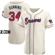 Dane Dunning Men's Atlanta Braves Cream Authentic Alternate Jersey