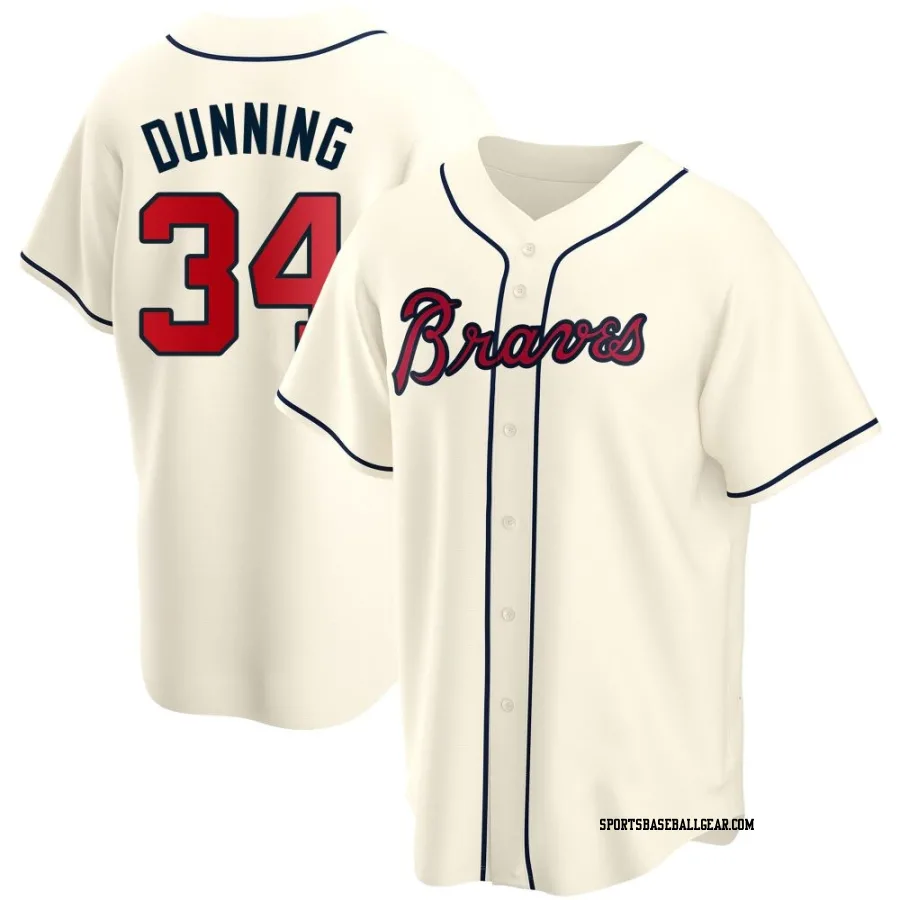 Dane Dunning Men's Atlanta Braves Cream Replica Alternate Jersey