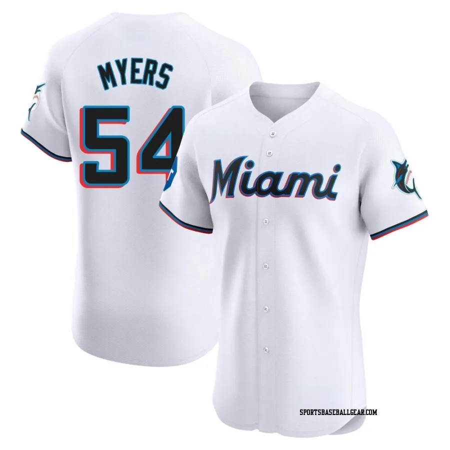 Dane Myers Men's Miami Marlins White Elite Home Patch Jersey