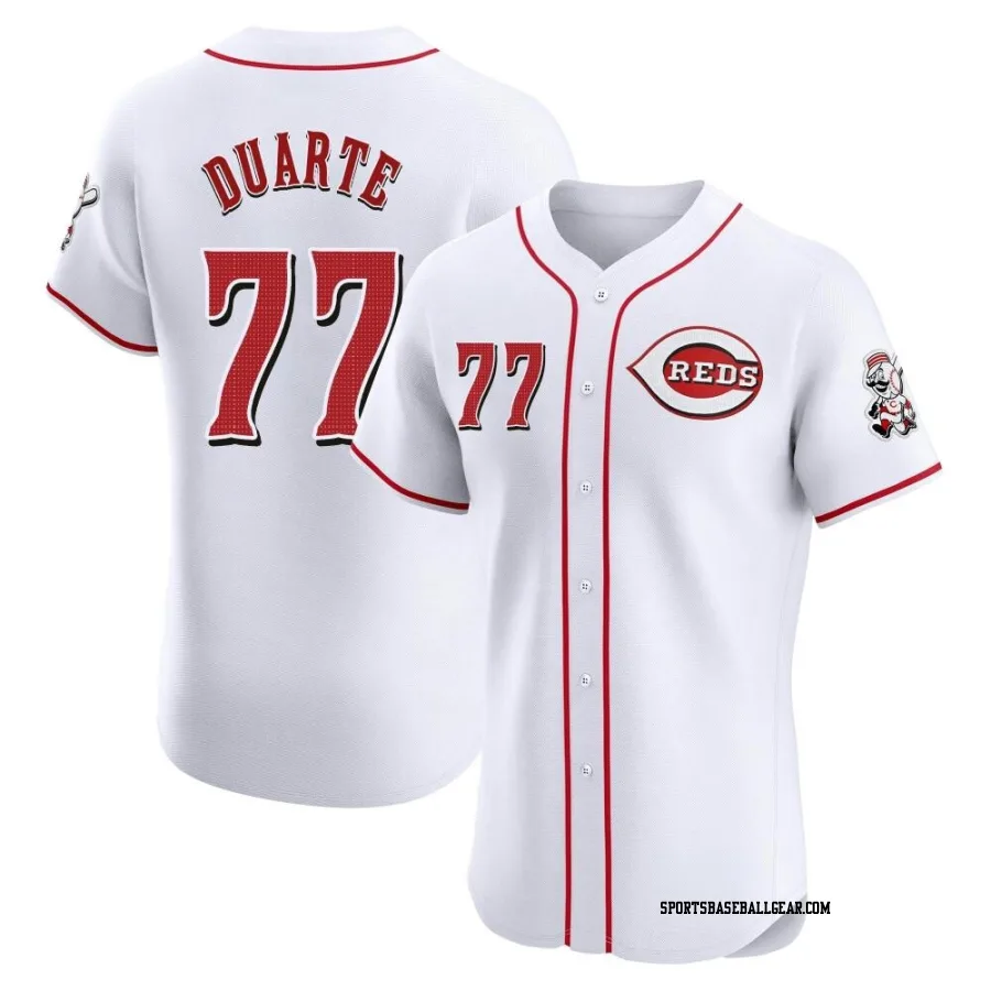 Daniel Duarte Men's Cincinnati Reds White Elite Home Patch Jersey