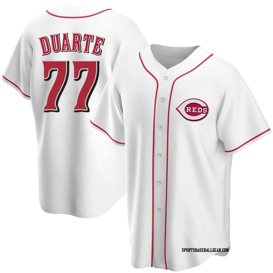 Daniel Duarte Men's Cincinnati Reds White Replica Home Jersey