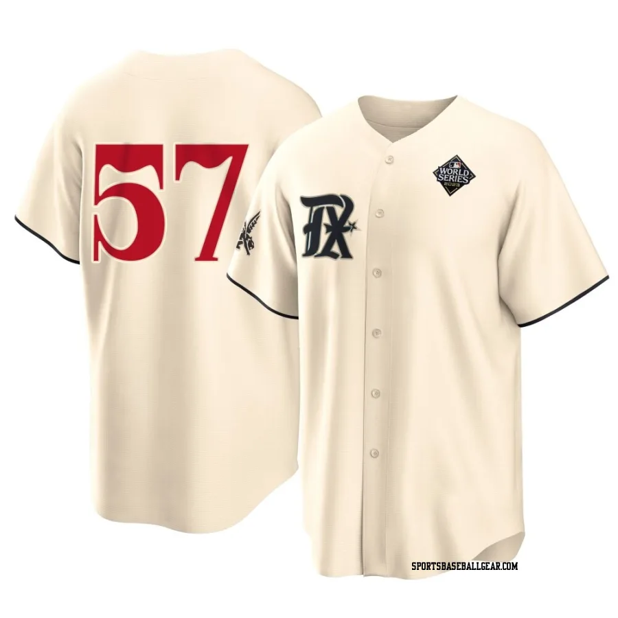 Daniel Robert Youth Texas Rangers Cream Replica 2023 City Connect 2023 World Series Jersey