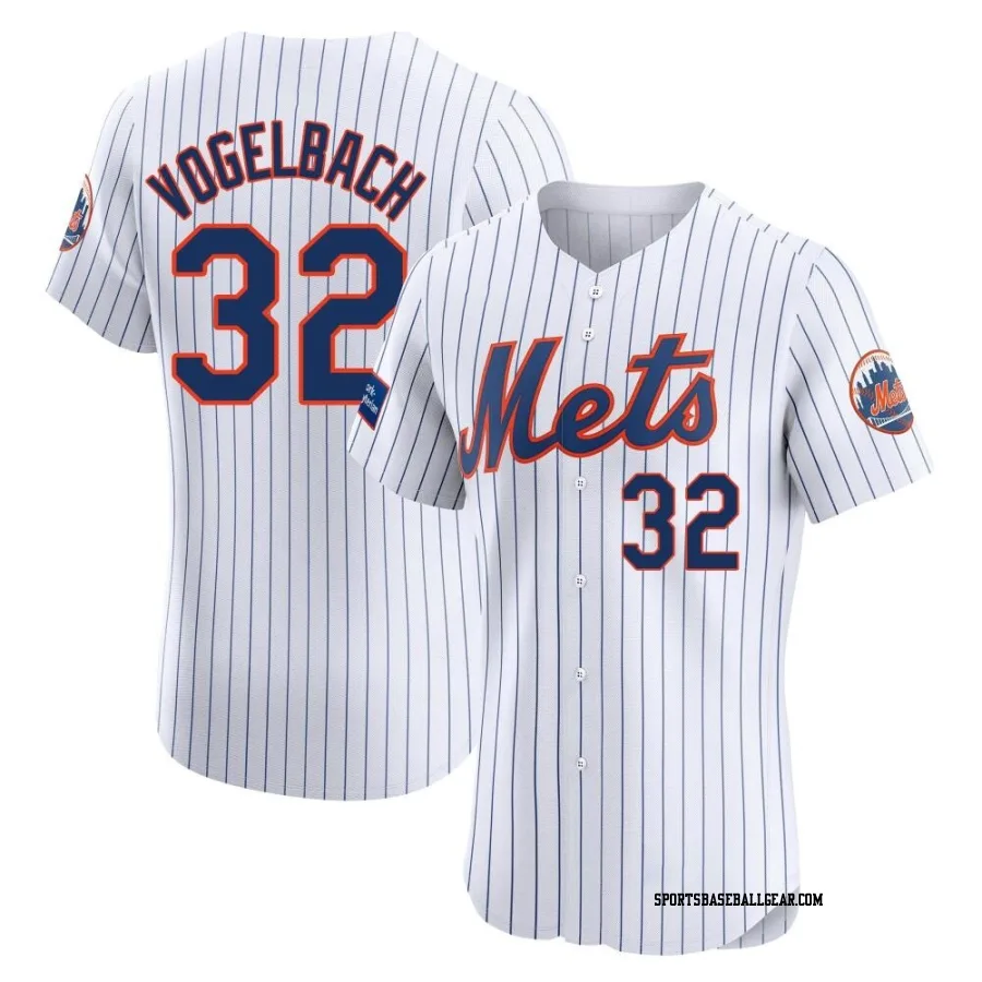 Daniel Vogelbach Men's New York Mets White Elite Home Patch Jersey