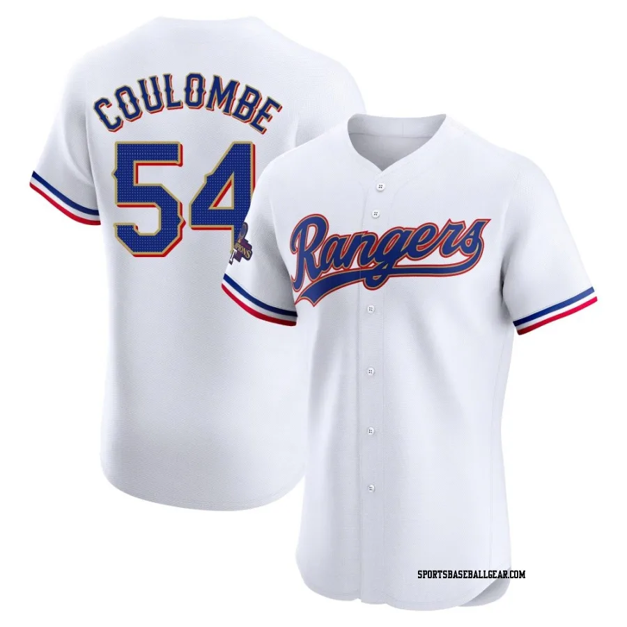 Danny Coulombe Men's Texas Rangers Gold Elite White 2024 Collection Jersey