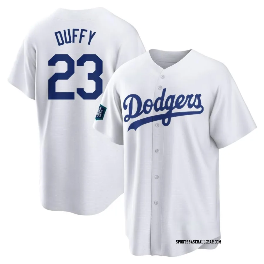 Danny Duffy Men's Los Angeles Dodgers White Replica 2024 World Tour Seoul Series Home Jersey