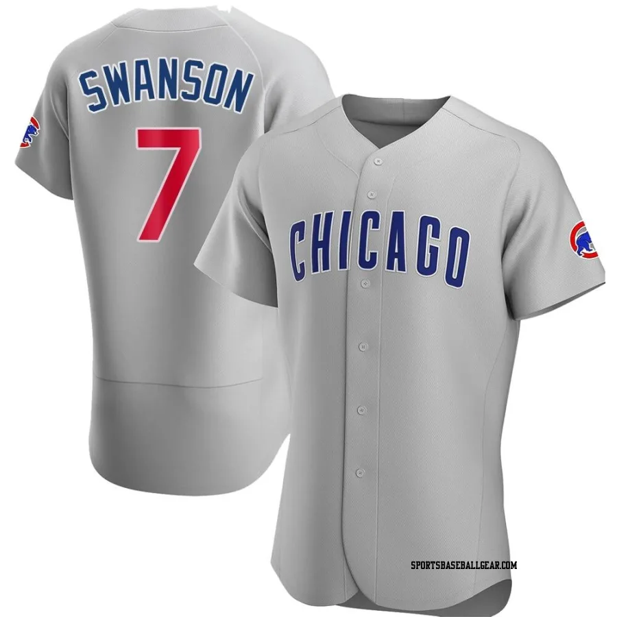 Dansby Swanson Men's Chicago Cubs Gray Authentic Road Jersey