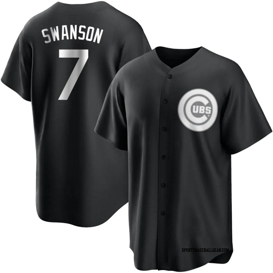 Dansby Swanson Youth Chicago Cubs Black/White Replica Jersey