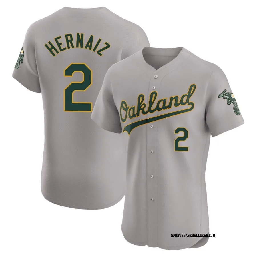 Darell Hernaiz Men's Oakland Athletics Gray Elite Road Jersey