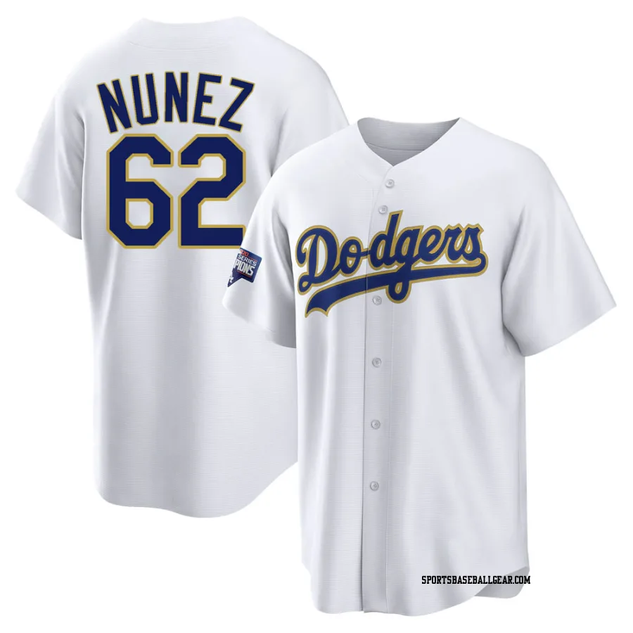 Darien Nunez Youth Los Angeles Dodgers White/Gold Replica 2021 Gold Program Player Jersey