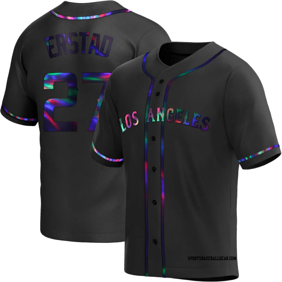 Darin Erstad Men's Los Angeles Angels Black Holographic Replica Alternate Jersey