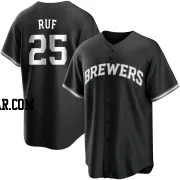 Darin Ruf Men's Milwaukee Brewers Black/White Replica Jersey
