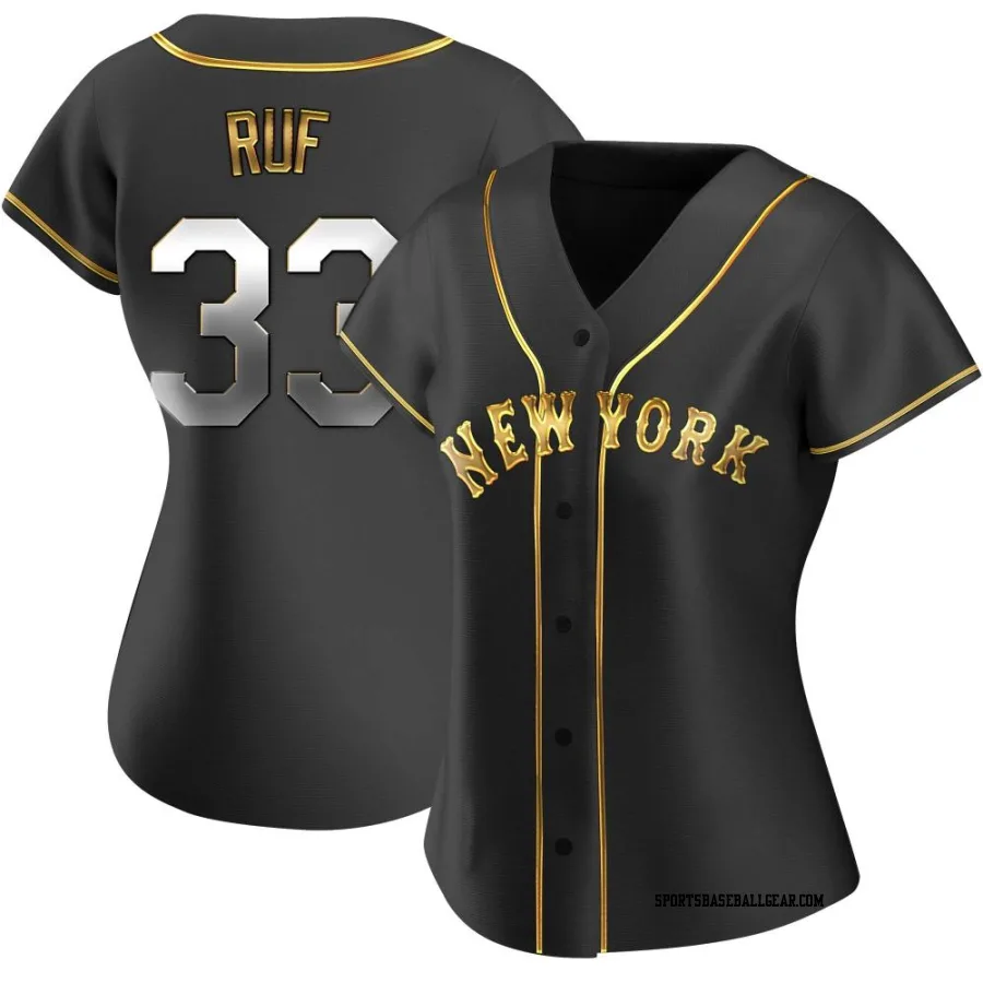 Darin Ruf Women's New York Mets Black Golden Replica Alternate Jersey