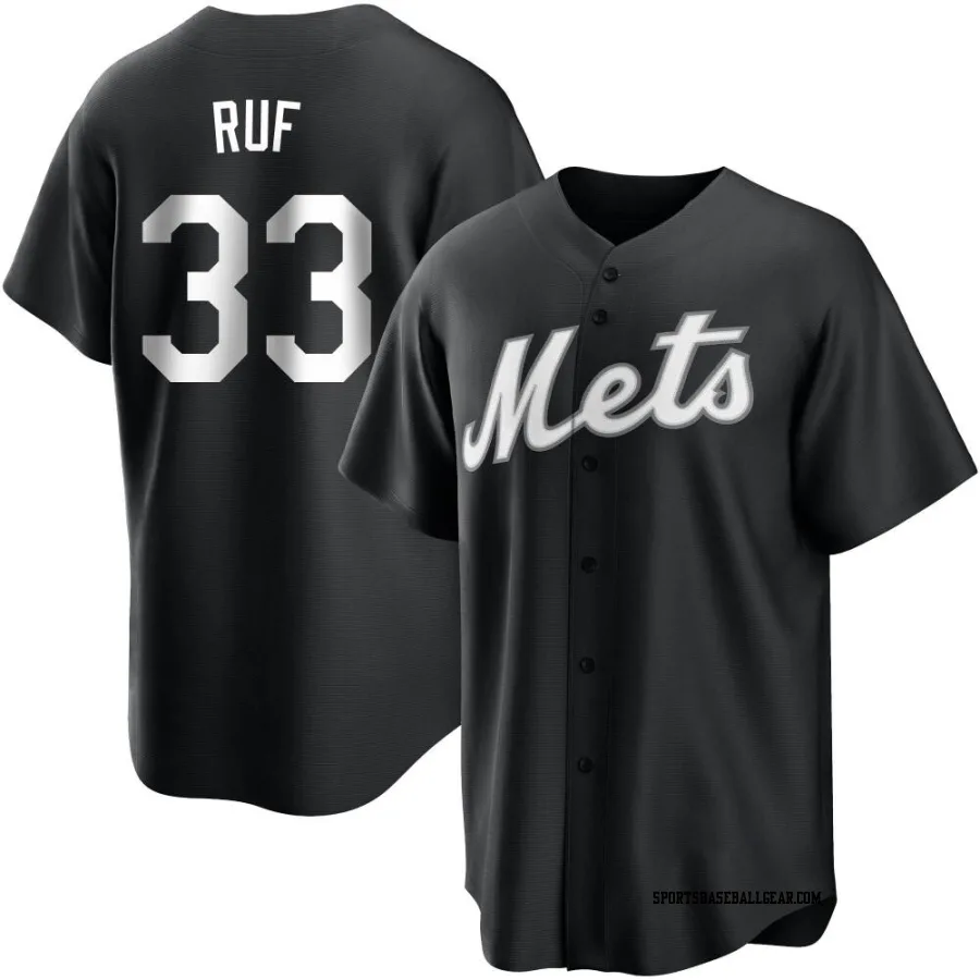 Darin Ruf Youth New York Mets Black/White Replica Jersey