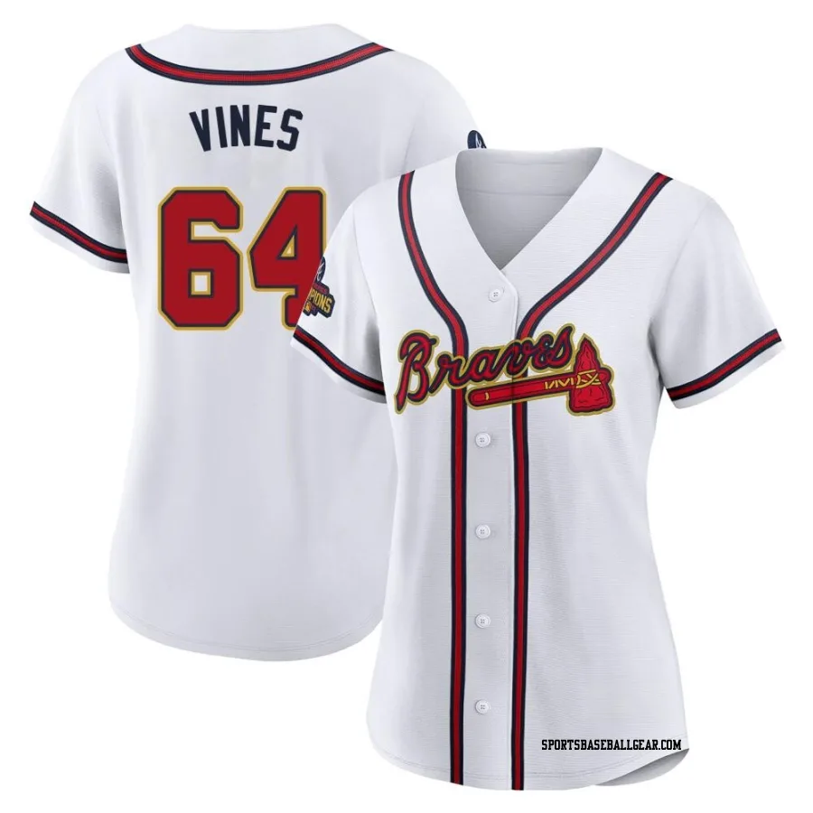 Darius Vines Women's Atlanta Braves Gold Replica White 2022 Program Jersey