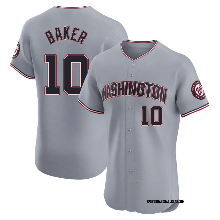 Darren Baker Men's Washington Nationals Gray Elite Road Jersey
