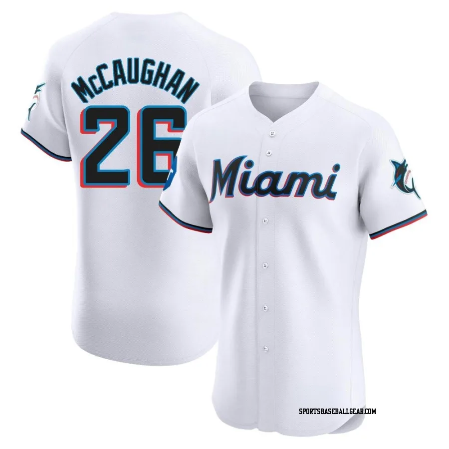 Darren McCaughan Men's Miami Marlins White Elite Home Patch Jersey