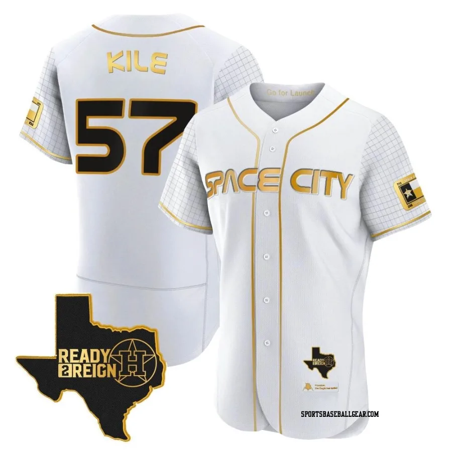 Darryl Kile Men's Houston Astros White/Gold Authentic 2023 Space City Ready 2 Reign Flex Base Jersey