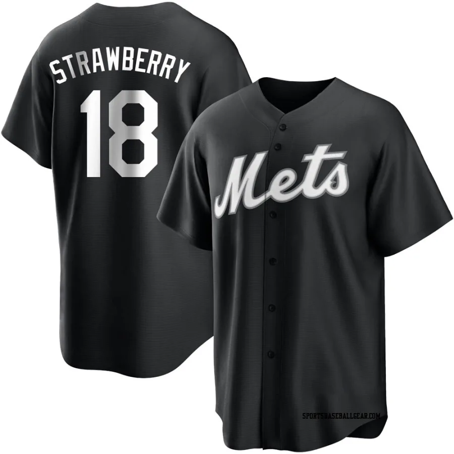 Darryl Strawberry Men's New York Mets Black/White Replica Jersey