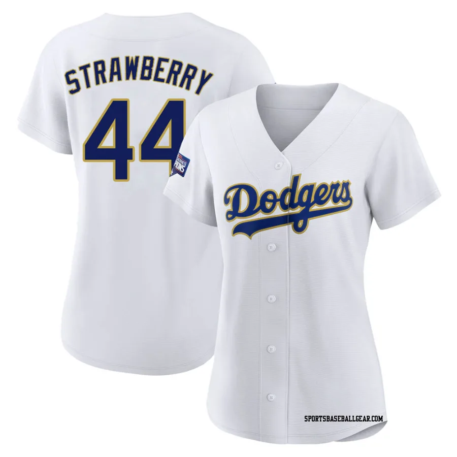 Darryl Strawberry Women's Los Angeles Dodgers White/Gold Authentic 2021 Gold Program Player Jersey