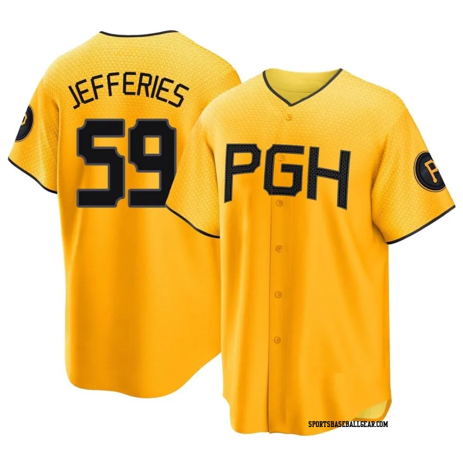 Daulton Jefferies Youth Pittsburgh Pirates Gold Replica 2023 City Connect Jersey
