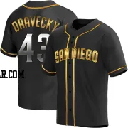 Dave Dravecky Men's San Diego Padres Black Golden Replica Alternate Jersey
