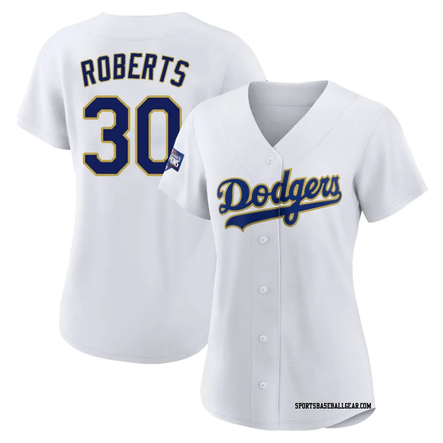 Dave Roberts Women's Los Angeles Dodgers White/Gold Replica 2021 Gold Program Player Jersey
