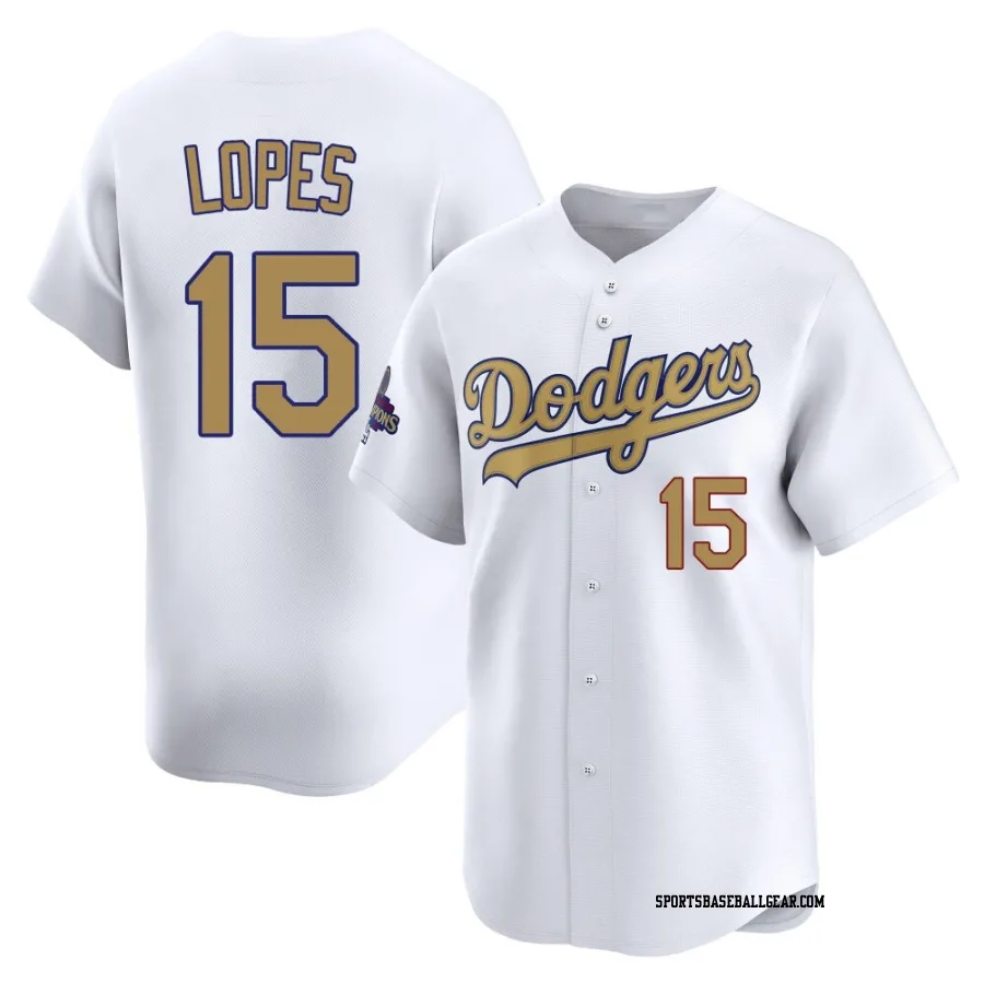 Davey Lopes Youth Los Angeles Dodgers Gold Limited White 2025 Collection Jersey