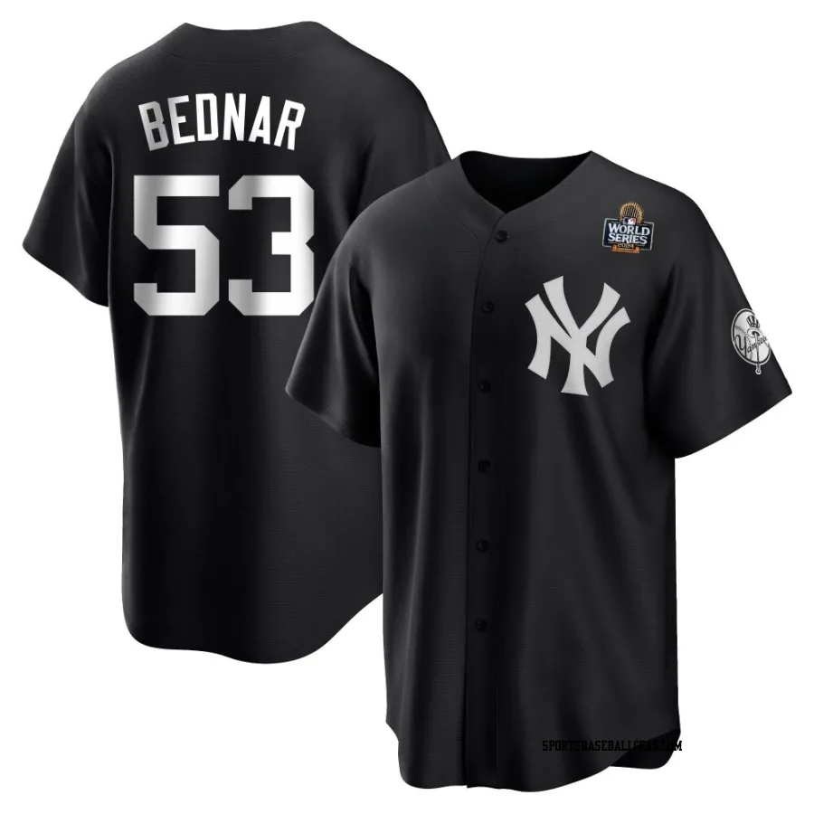 David Bednar Men's New York Yankees Black/White Replica 2024 World Series Jersey