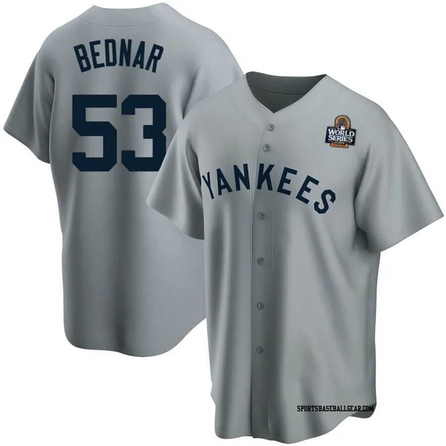 David Bednar Men's New York Yankees Gray Replica Road Cooperstown Collection 2024 World Series Jersey