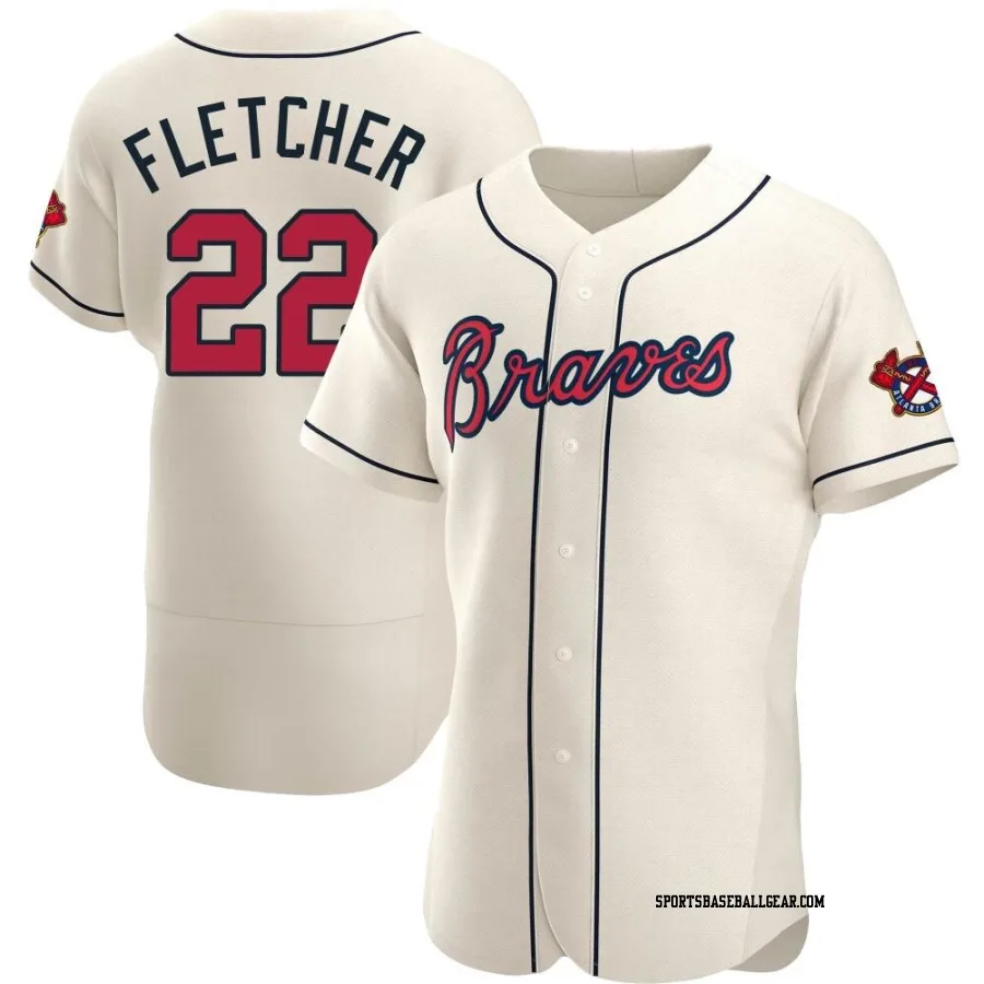 David Fletcher Men's Atlanta Braves Cream Authentic Alternate Jersey