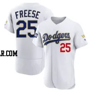David Freese Men's Los Angeles Dodgers White/Gold Authentic 2021 Gold Program Player Jersey