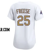 David Freese Women's Los Angeles Dodgers Gold Limited White 2025 Collection Jersey