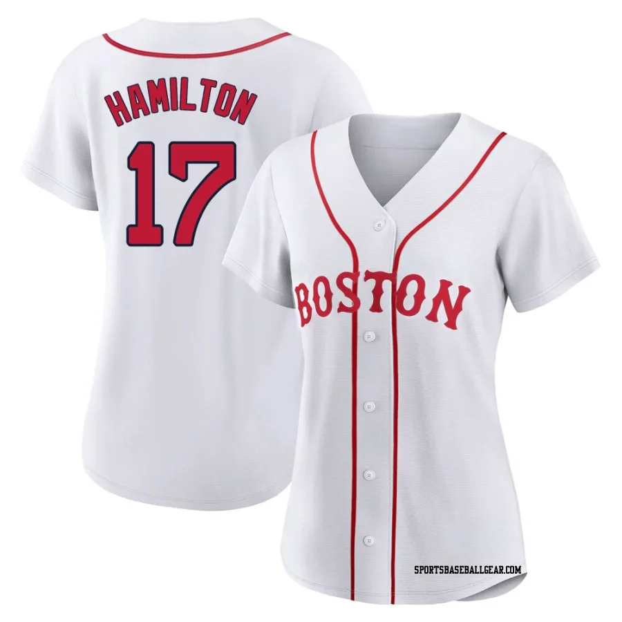 David Hamilton Women's Boston Red Sox White Authentic 2021 Patriots' Day Jersey