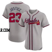 David Justice Men's Atlanta Braves Gray Elite Road Jersey