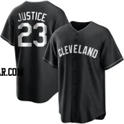 David Justice Men's Cleveland Guardians Black/White Replica Jersey