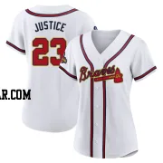 David Justice Women's Atlanta Braves Gold Replica White 2022 Program Jersey