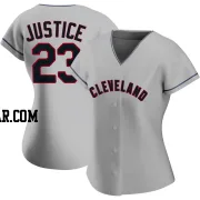 David Justice Women's Cleveland Guardians Gray Replica Road Jersey