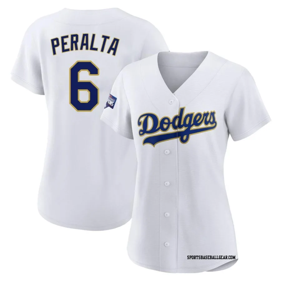 David Peralta Women's Los Angeles Dodgers White/Gold Authentic 2021 Gold Program Player Jersey