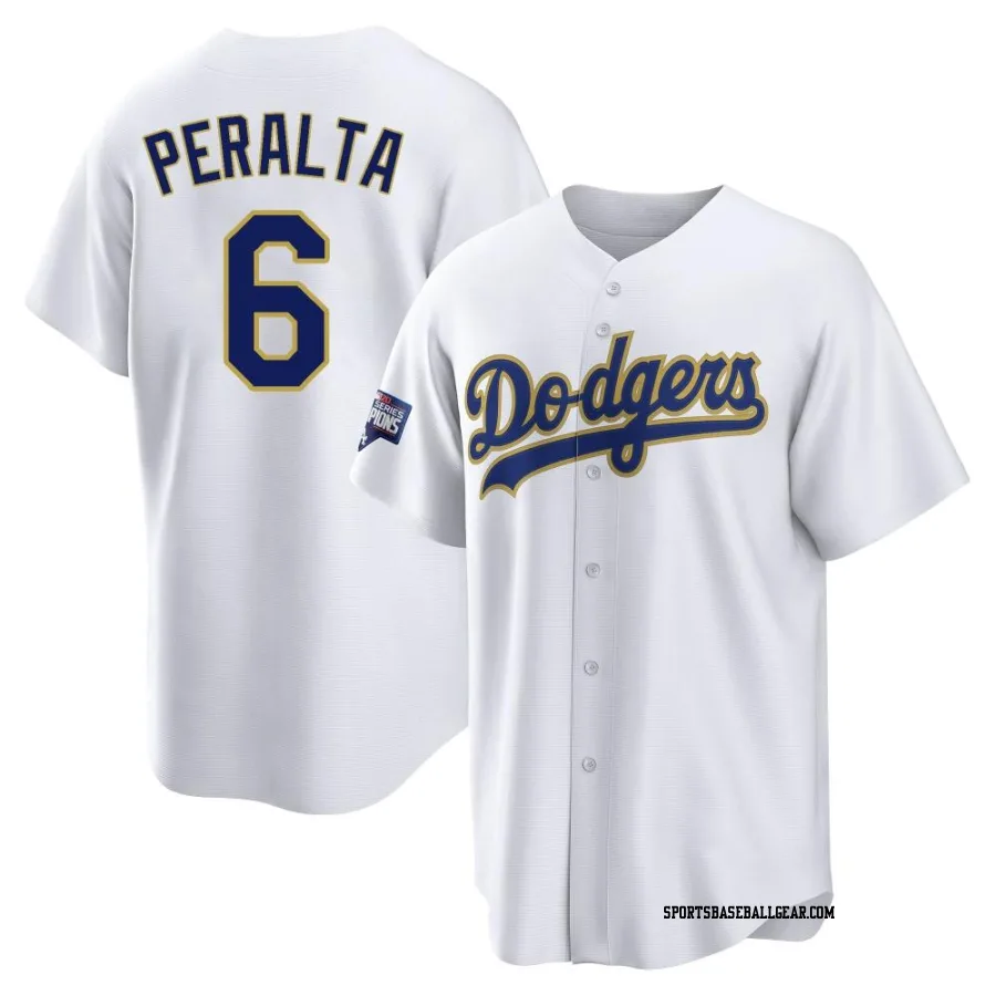 David Peralta Youth Los Angeles Dodgers White/Gold Replica 2021 Gold Program Player Jersey