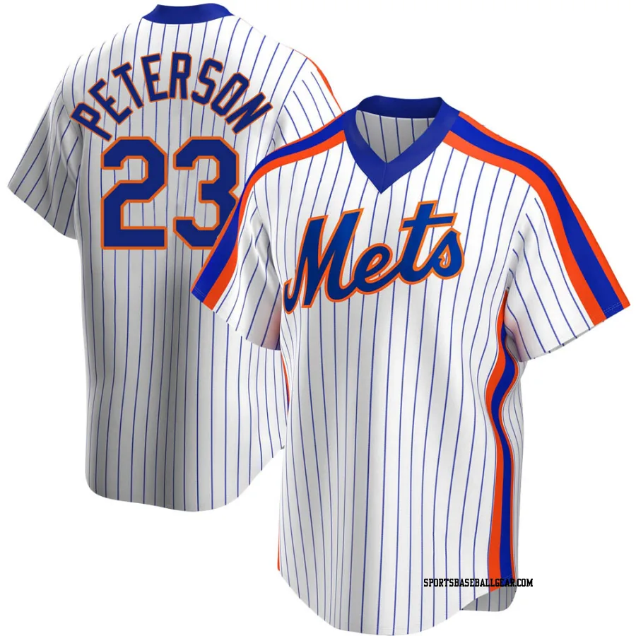 David Peterson Men's New York Mets White Replica Home Cooperstown Collection Jersey