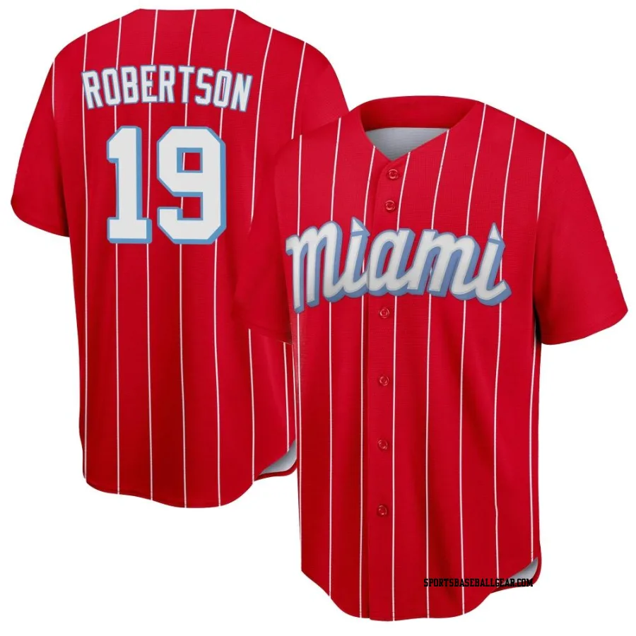 David Robertson Men's Miami Marlins Red Replica 2021 City Connect Jersey